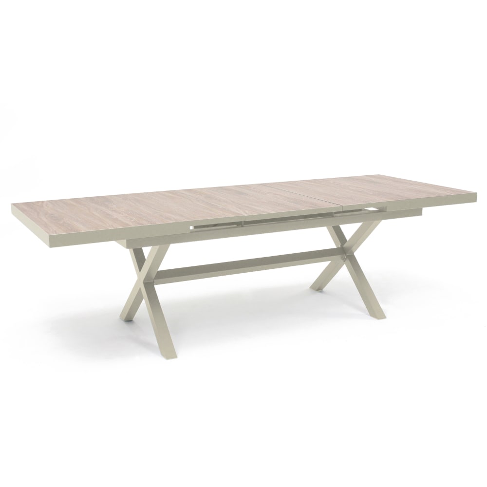 Table extensible en aluminium et céramique 10 places crème