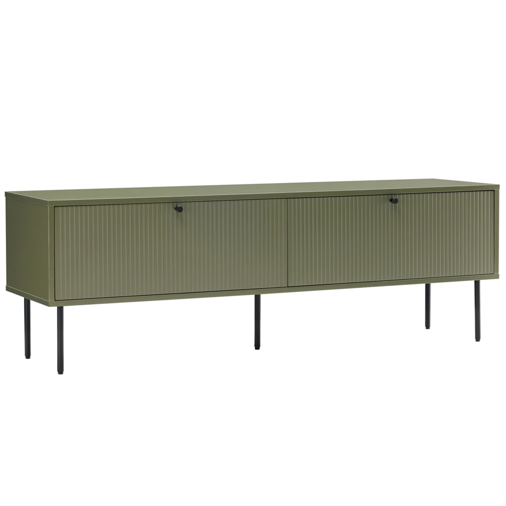 Meuble TV 2 portes en acier et MDF décor mélaminé 150 cm vert olive