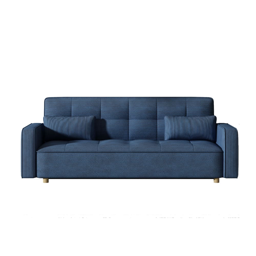 Canapé scandinave convertible 3 places en velours côtelé bleu