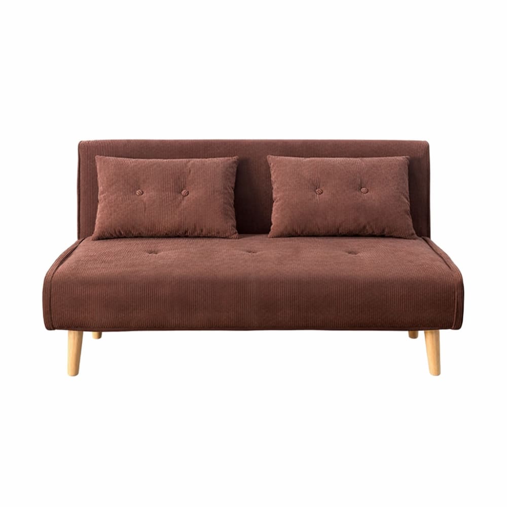 Canapé convertible en velours côtelé chccolat 2 places