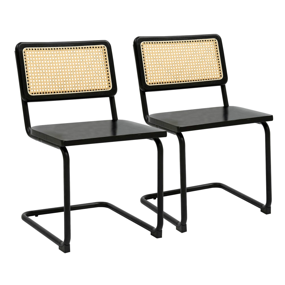 Lot de 2 chaises en métal et bois noir Lot de 2 chaises en métal et bois noir