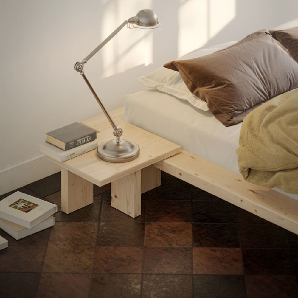 Table de chevet bois foncé japan