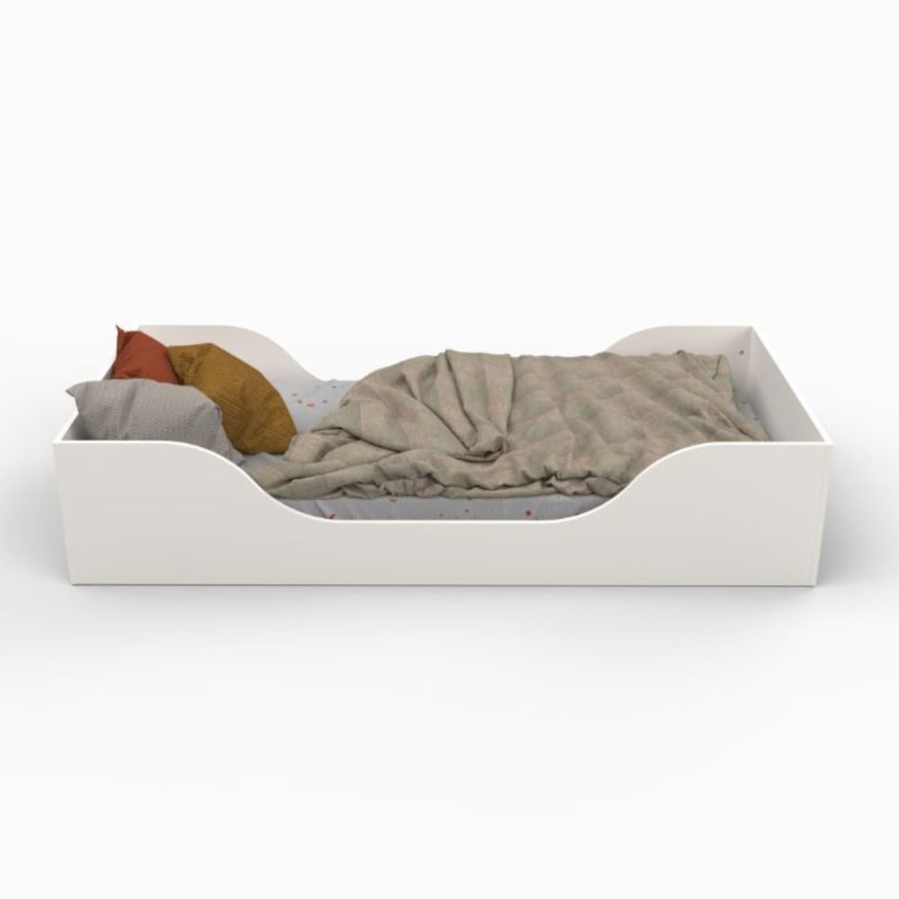 Lit enfant inspiration Montessori au sol , coloris blanc 90x190