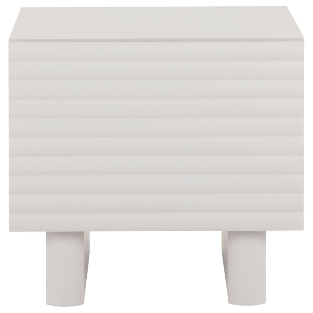 Table de chevet avec 1 porte style cannelé, blanc cachemire
