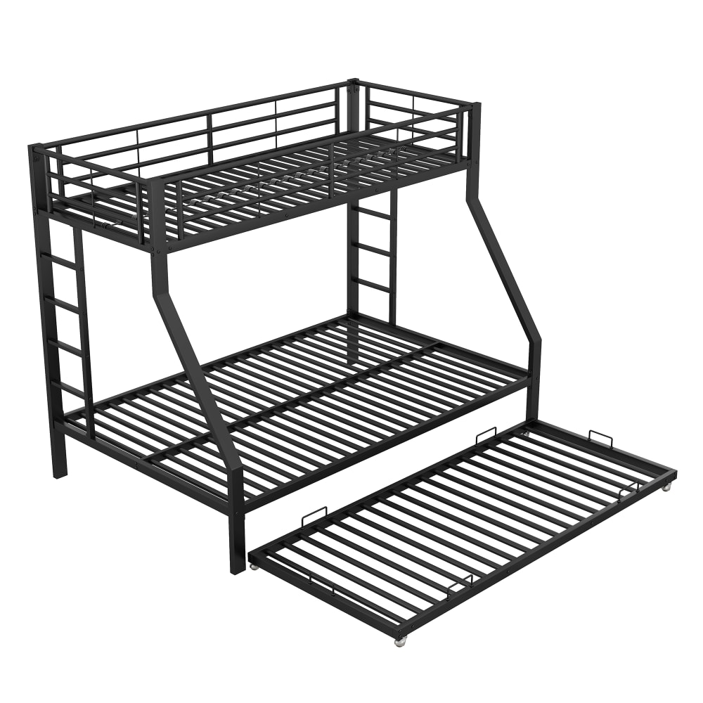 OKWISH Etagenbett aus Metall mit ausziehbarem Bett 90/140x200 cm,schwarz Metall Baby