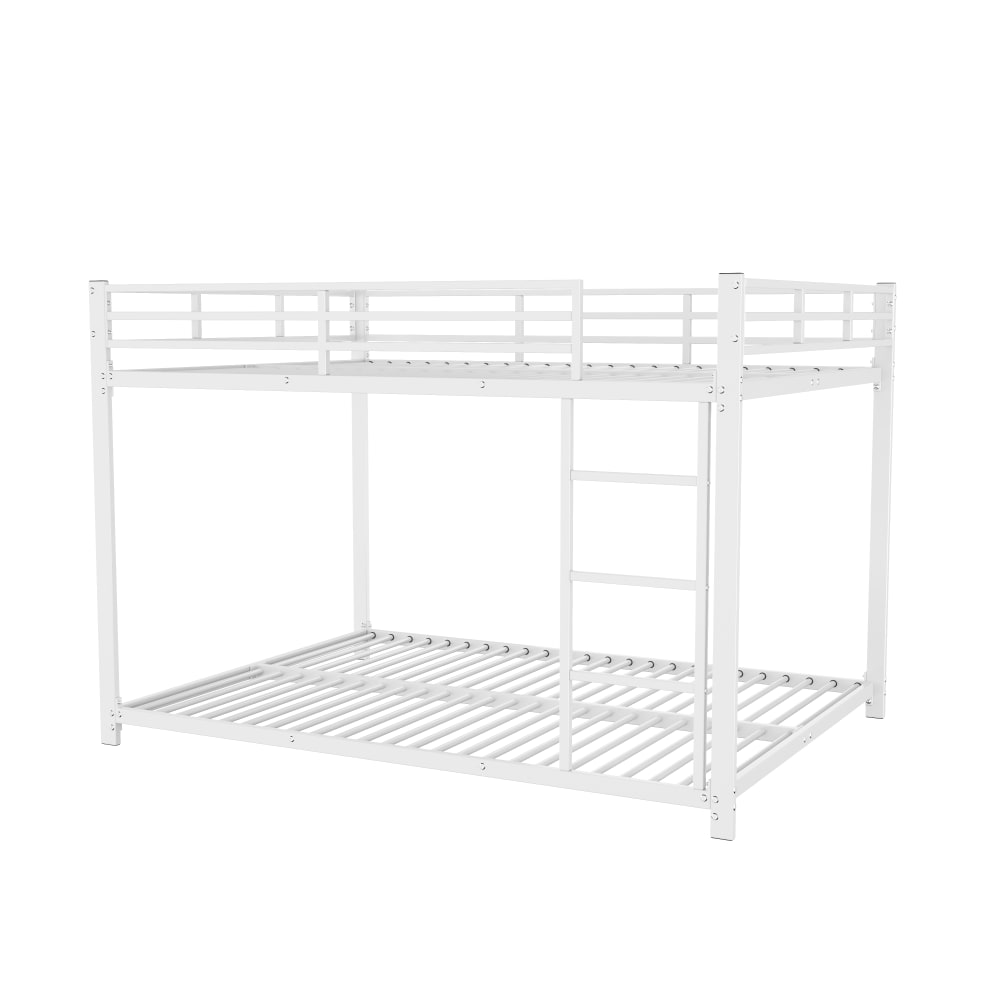 Lit superposé 140 x 200 cm en métal blanc avec barrières de sécurité Lit superposé 140 x 200 cm en métal blanc avec barrières de sécurité