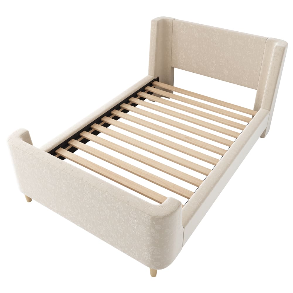 Lit enfant en velours - beige motifs