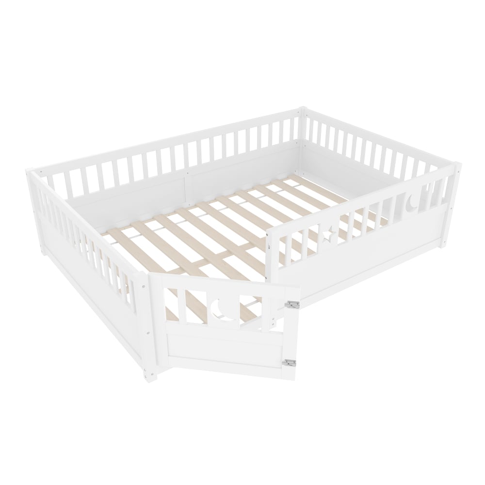Lit enfant en pin blanc avec décor étoile et lune 140 x 190 cm