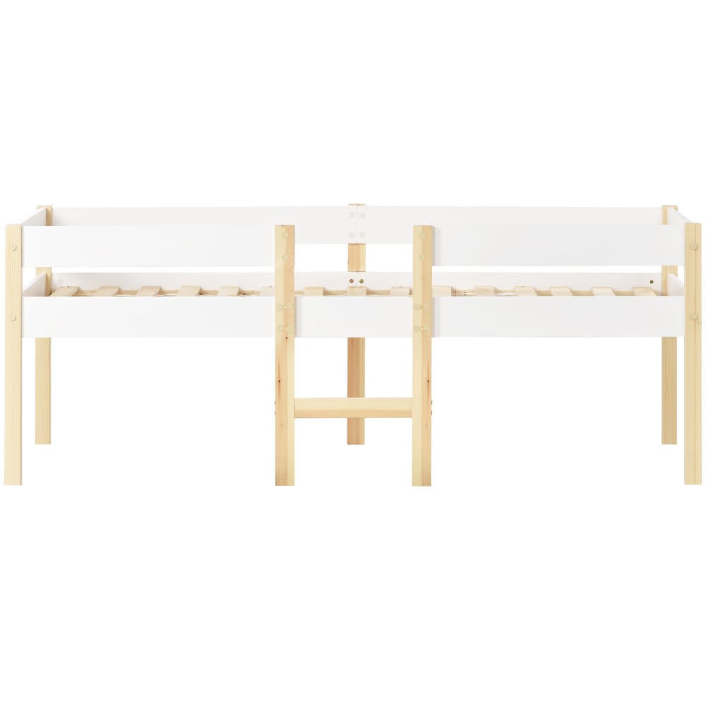 Lit enfant en pin massif blanc avec protection 90 x 190 cm