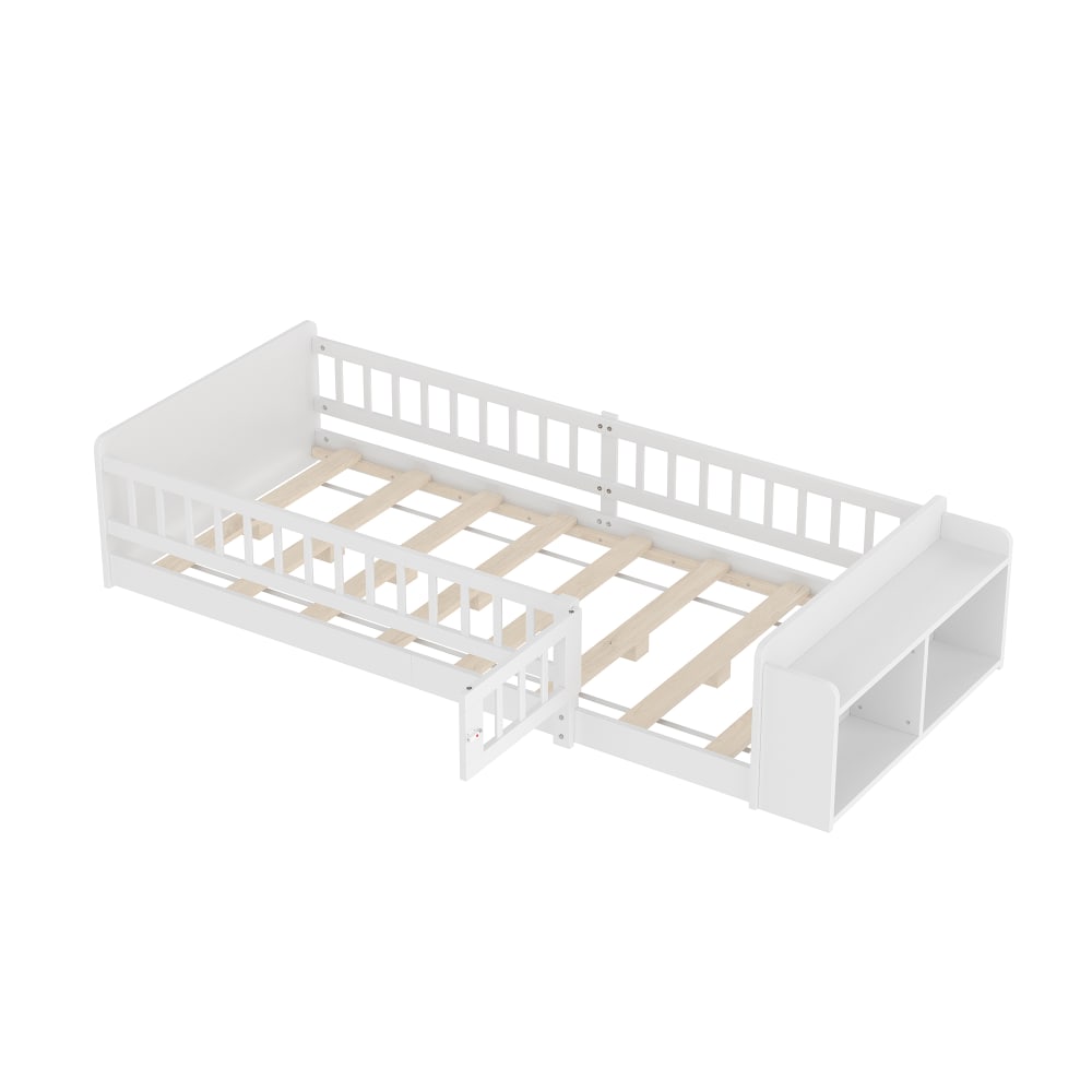 Lit enfant en pin blanc avec rangement ouvert 90 x 200 cm