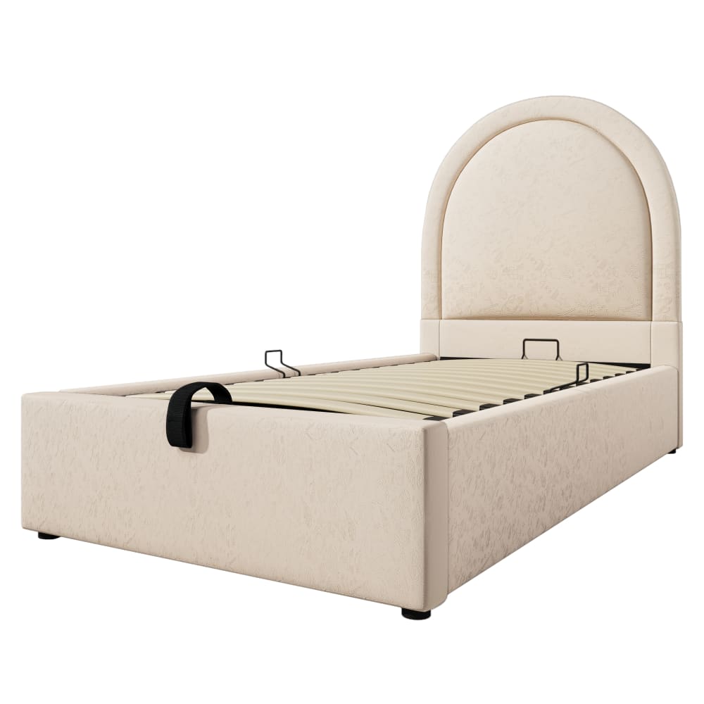 OKWISH Kinderbett aus PU mit Stauraum 90x200 cm, beige Pvc - Polyvinlychlorid Baby