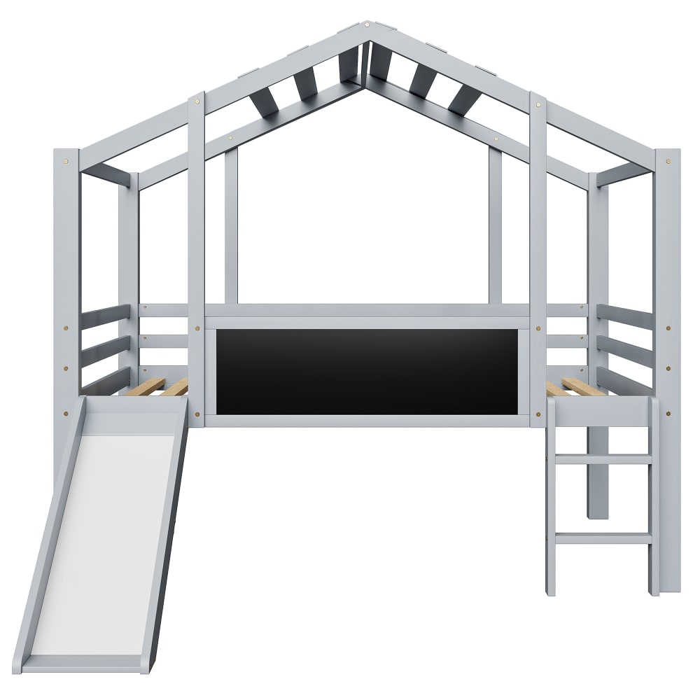 Lit mezzanine en bois - massif gris