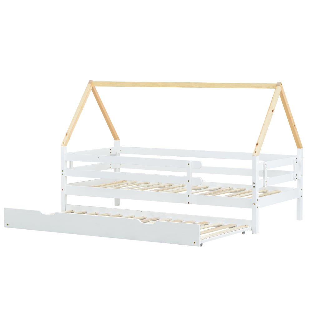 Lit enfant en bois blanc avec lit gigogne 90 x 200 cm