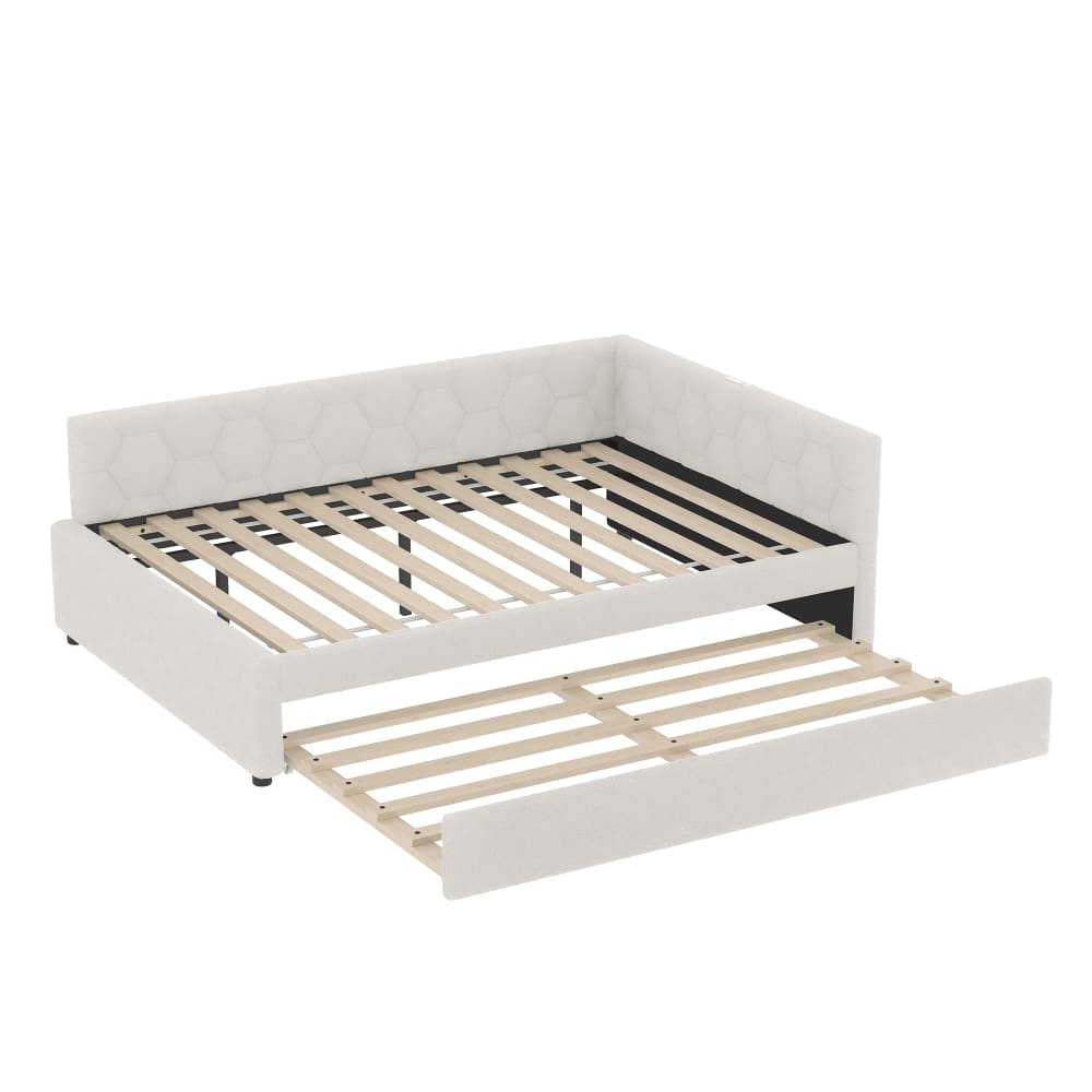 Lit rembourré en velours blanc avec lumière de chevet 140 x 200 cm