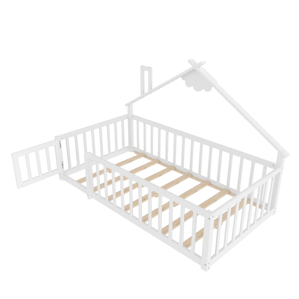 Lit enfants en pin blanc avec garde-corps 90 x 190 cm