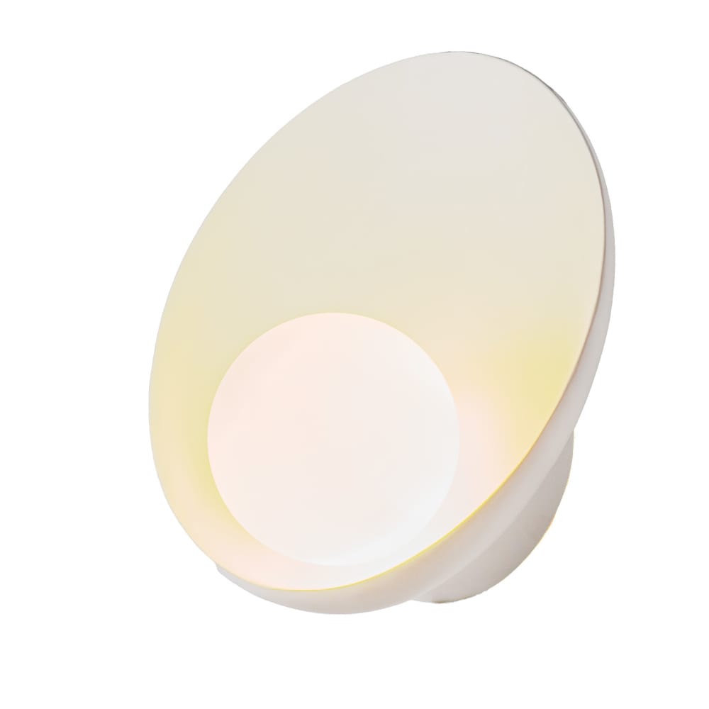 Applique Murale Mid-Century en Résine Blanche avec Boule Verre H26 cm