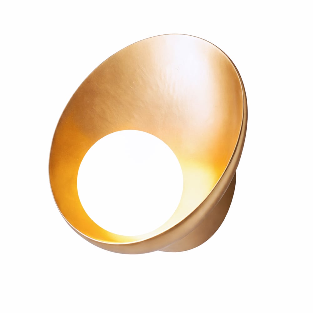 Applique Murale Mid-Century en Résine Dorée avec Boule Verre H26 cm