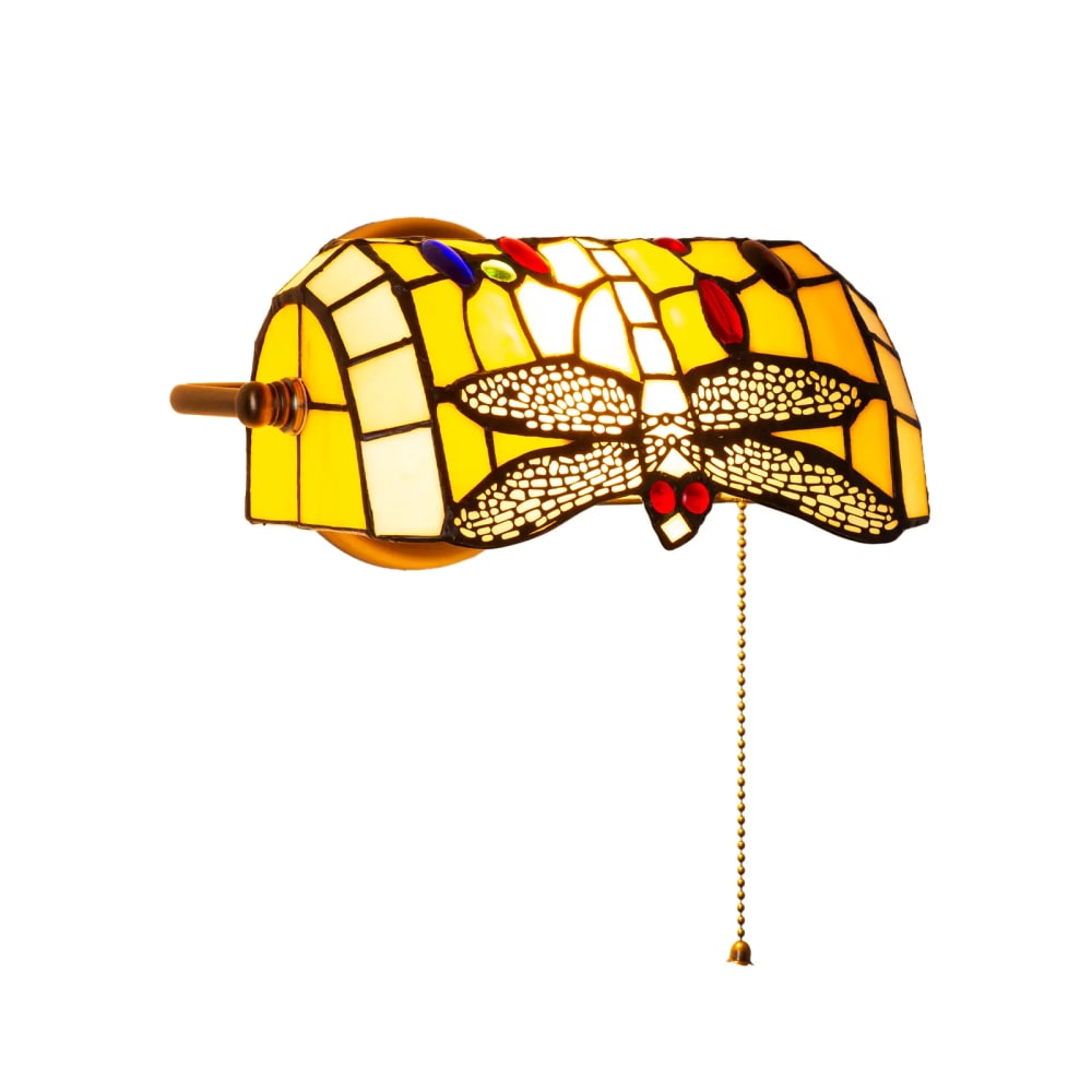 Applique murale rétro en laiton et verre jaune D22 cm