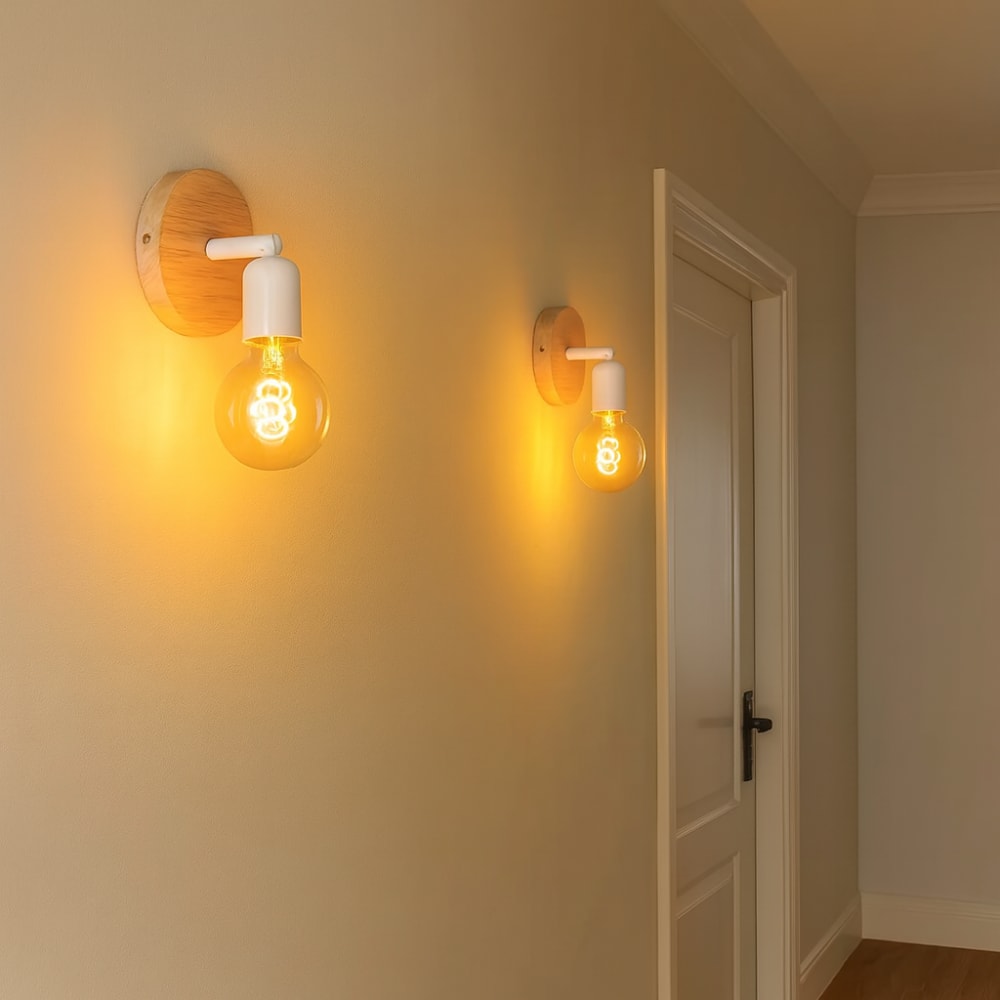 Applique murale pivotante bois et métal blanc D6 cm — vue 4