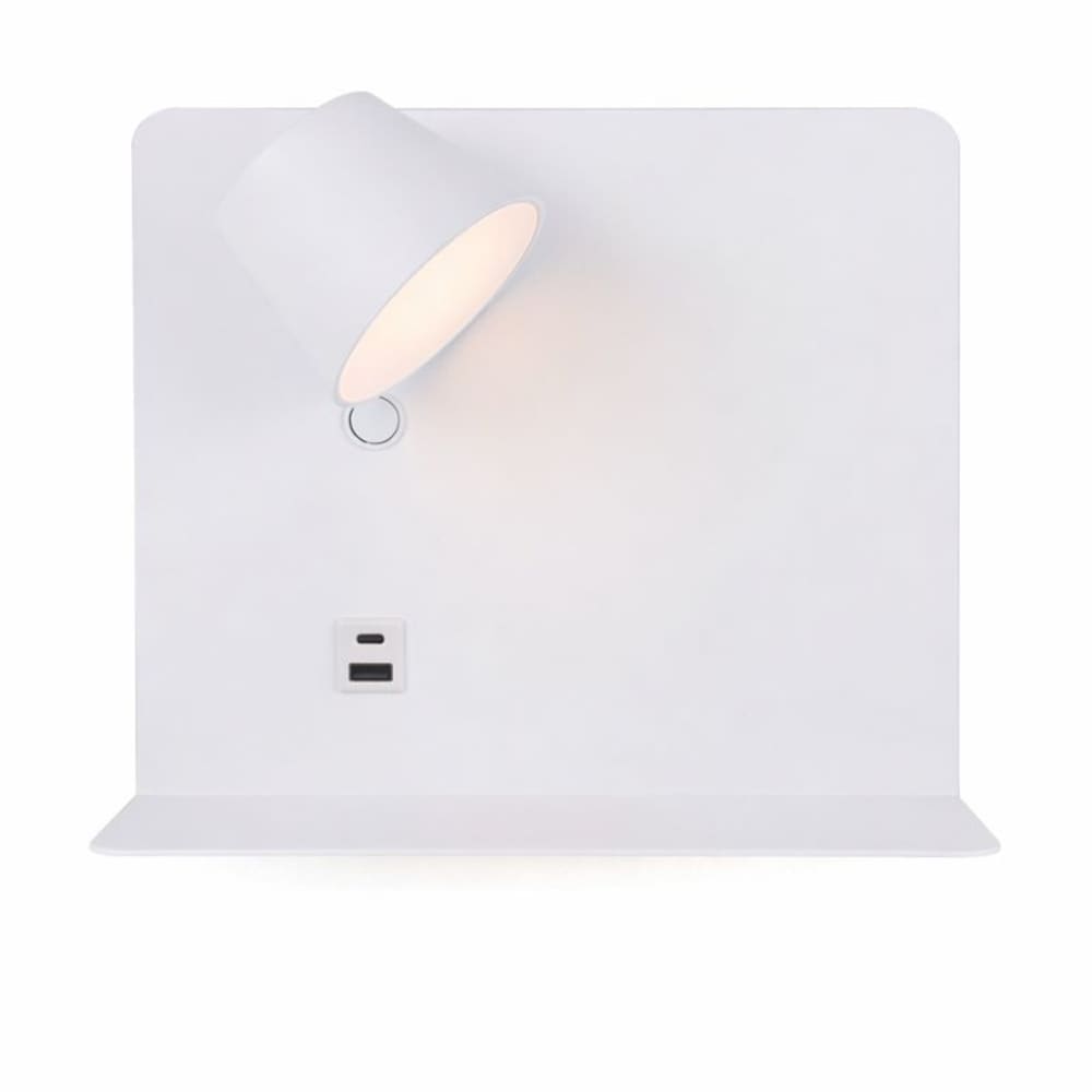 Applique murale LED blanche orientable avec USB et type C 28x27 cm