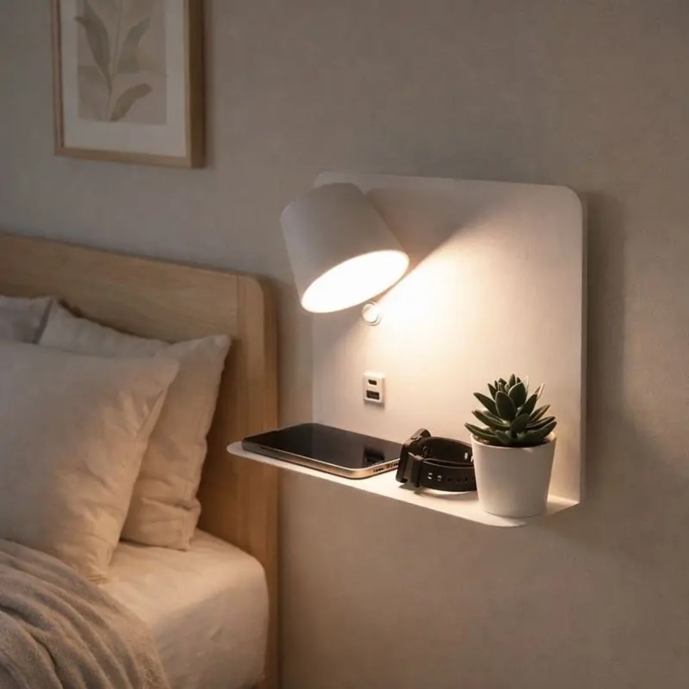 Applique murale LED blanche orientable avec USB et type C 28x27 cm — vue 3