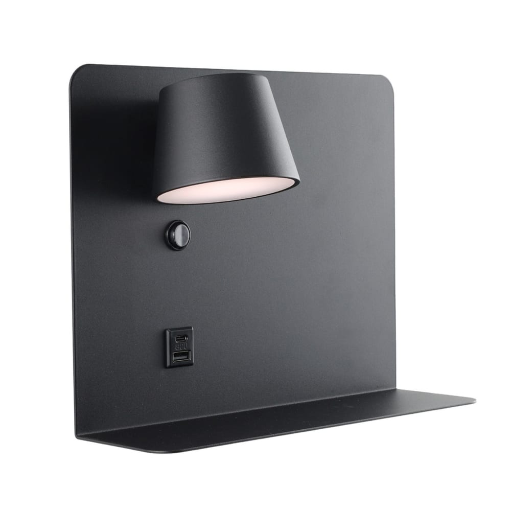Alpinaluz Wandleuchte mit usb und type-c schwenkbar schwarz 28 × 27 cm style modern - Metall