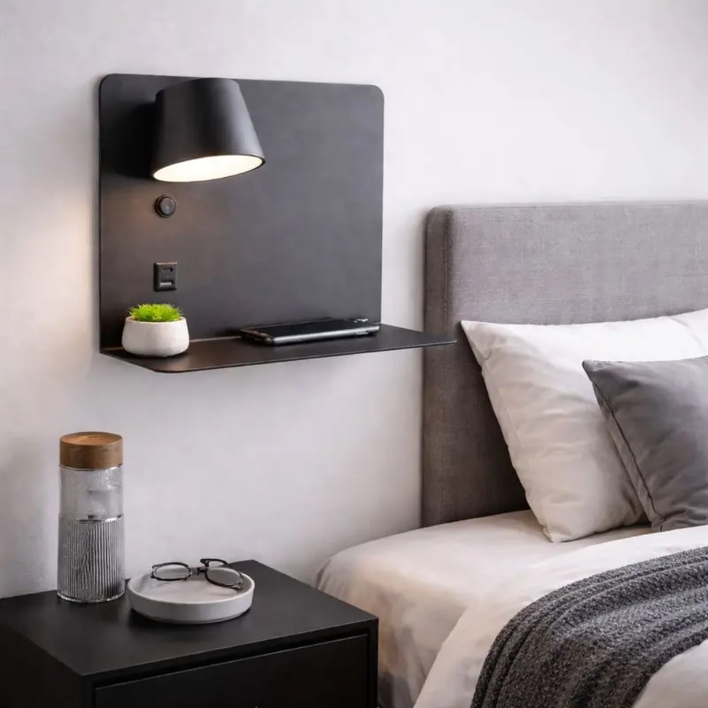Applique murale LED noire orientable avec USB et type C 28x27 cm — vue 3