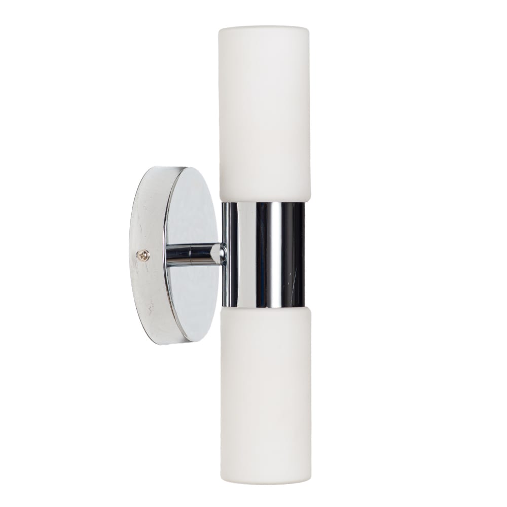 Applique de salle de bain chromée métal et verre opalin 30 cm