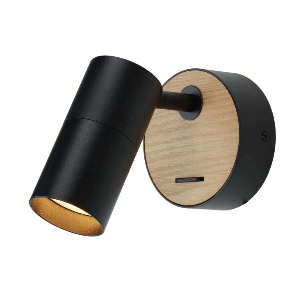 Alpinaluz Wandleuchte aus Holz und Metall schwarz d6 cm - Metall