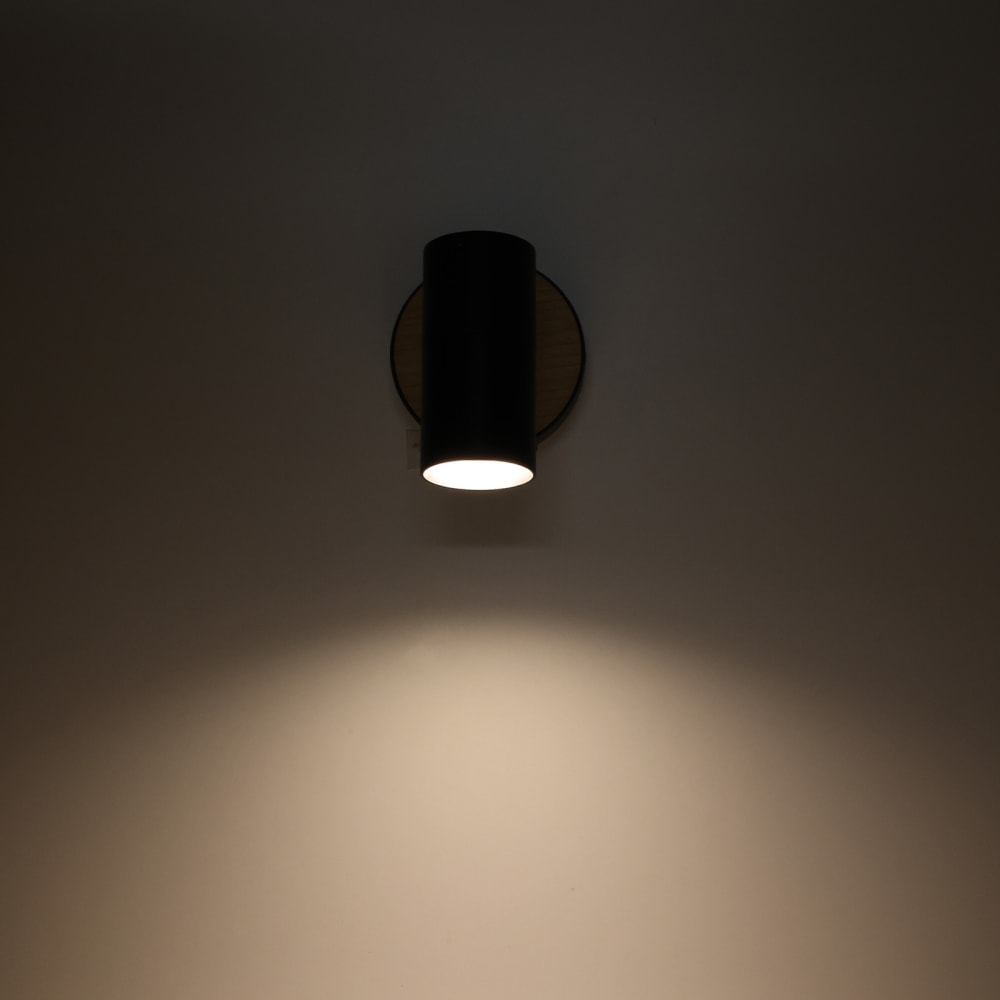 Applique murale orientable noir et bois D11x5,5 cm — vue 3