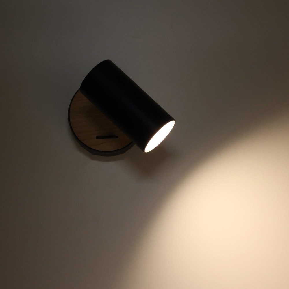 Applique murale orientable noir et bois D11x5,5 cm — vue 4