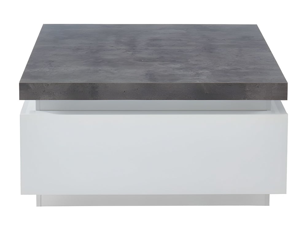 Table basse fixe effet bois gris, blanc