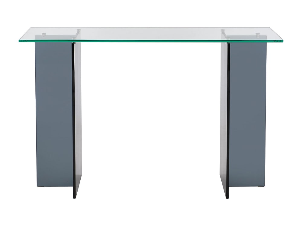 Table console verre trempé transparent, gris anthracite