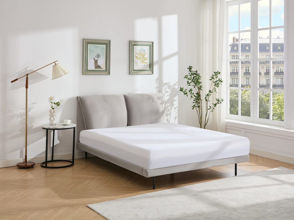 Cadre de lit velours gris 160 x 200 cm