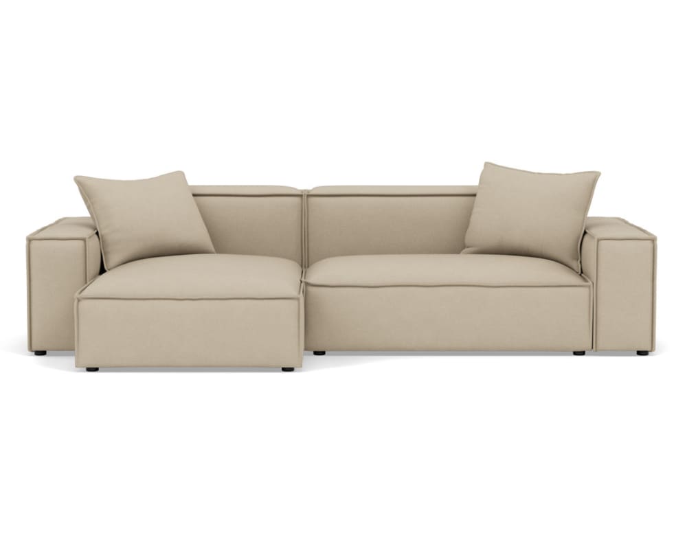 Canapé d'angle réversible 4 places en velours texturé beige