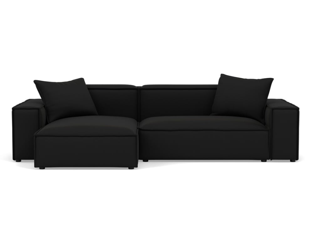 Canapé d'angle réversible 4 places en velours texturé noir