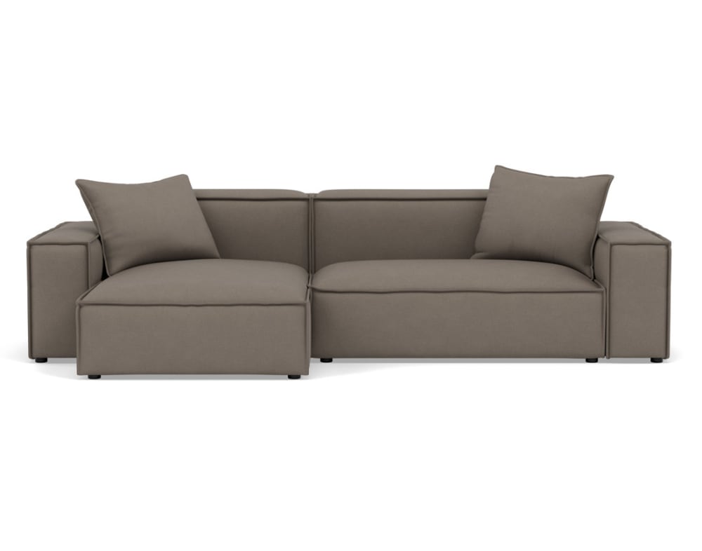 Canapé d'angle réversible 4 places en velours texturé gris