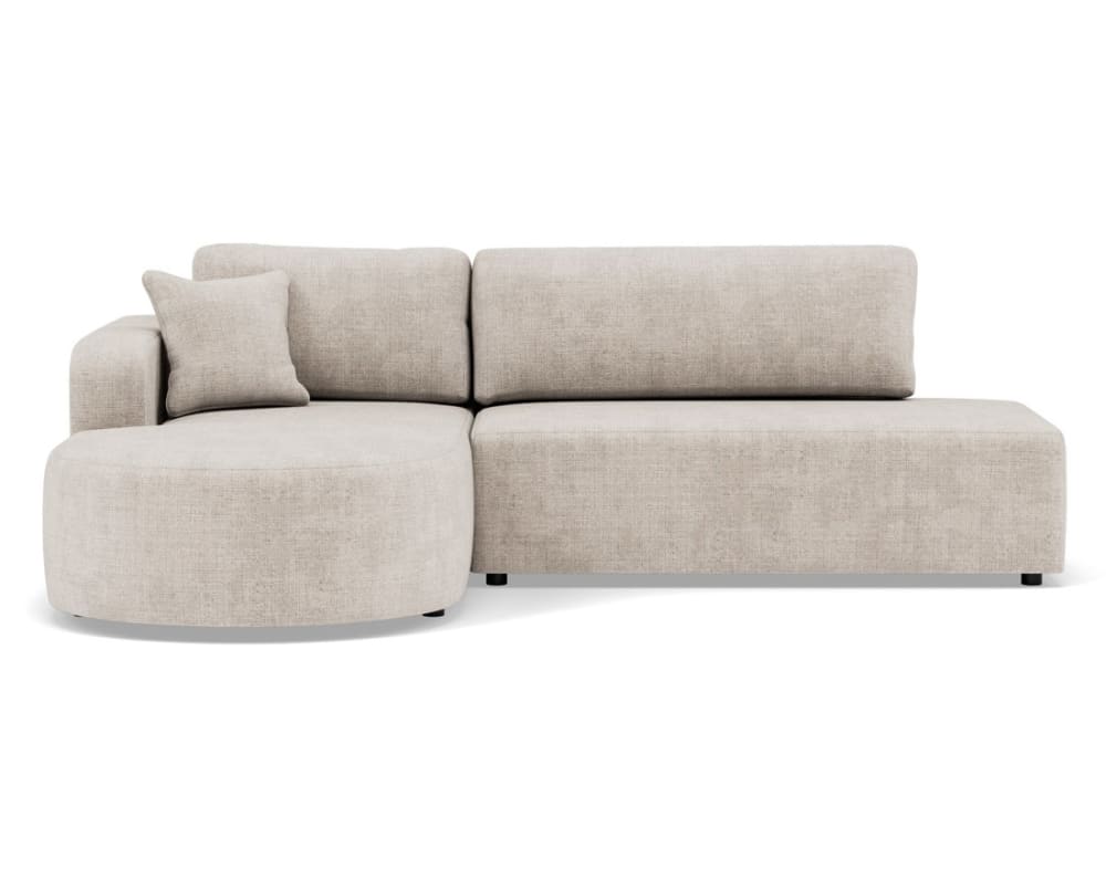 Canapé d'angle gauche convertible 4 places en velours texturé beige