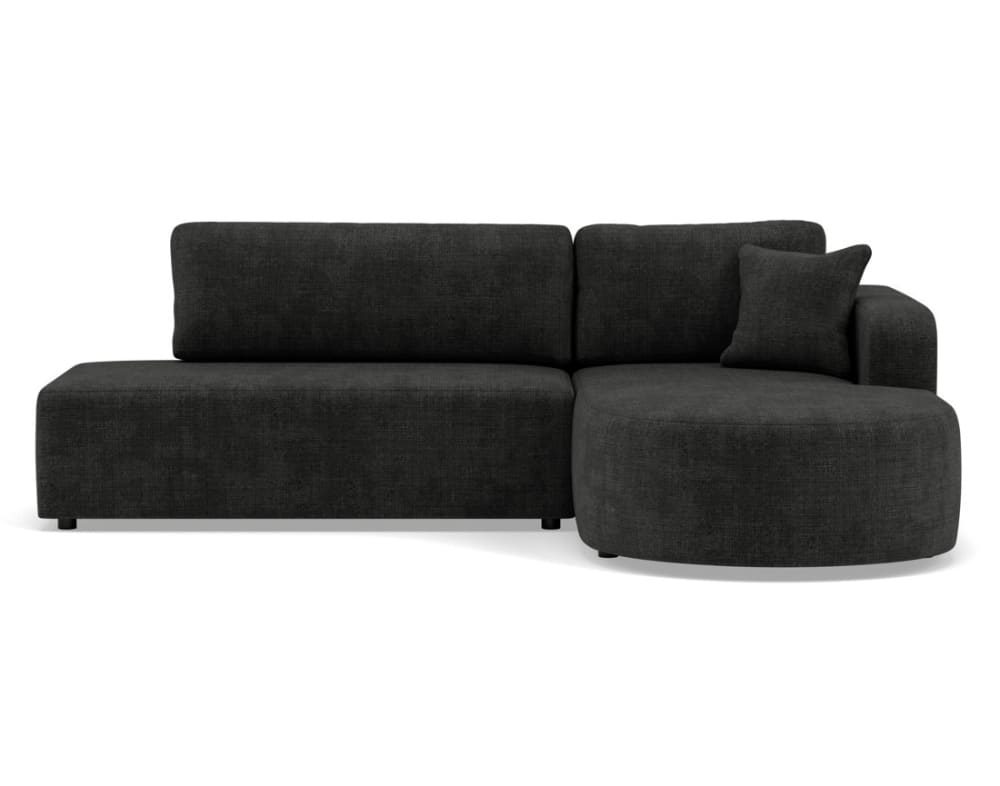 Canapé d'angle droit convertible 4 places en velours texturé gris