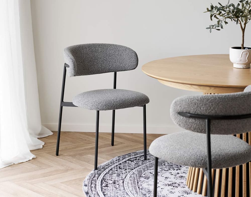 Lot de 2 chaises en tissu moucheté contemporain gris