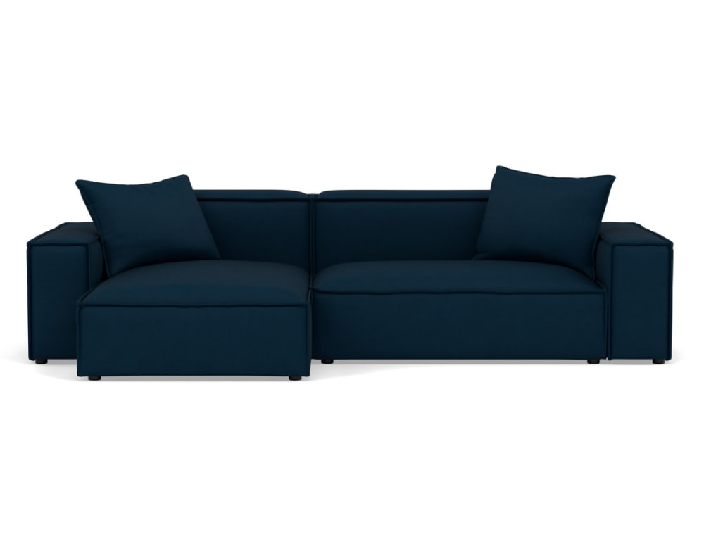 Canapé d'angle réversible 4 places en velours texturé bleu
