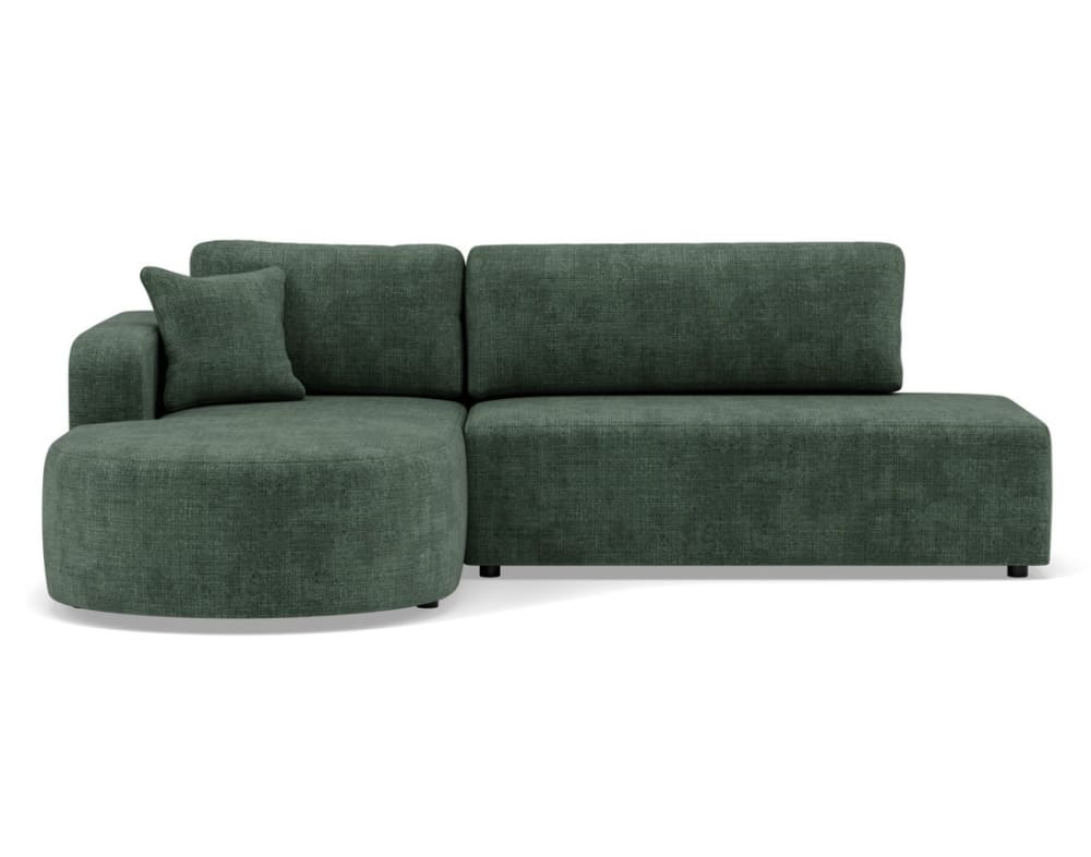 Canapé d'angle gauche convertible 4 places en velours texturé vert