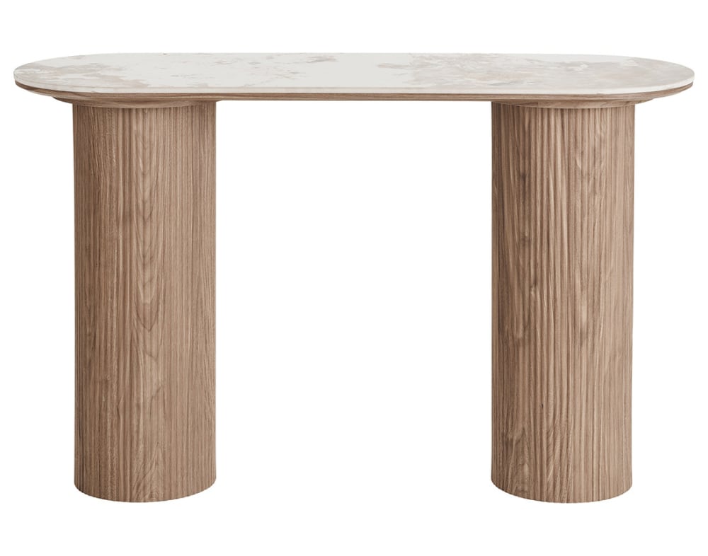 Console style contemporain 120 cm bois / blanc