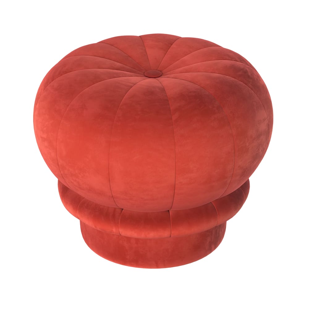 Pouf velours rouge garance