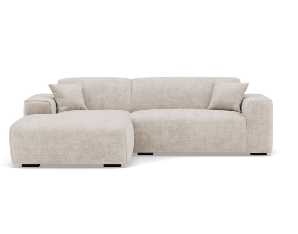 Canapé d'angle gauche 4 places en velours texturé beige