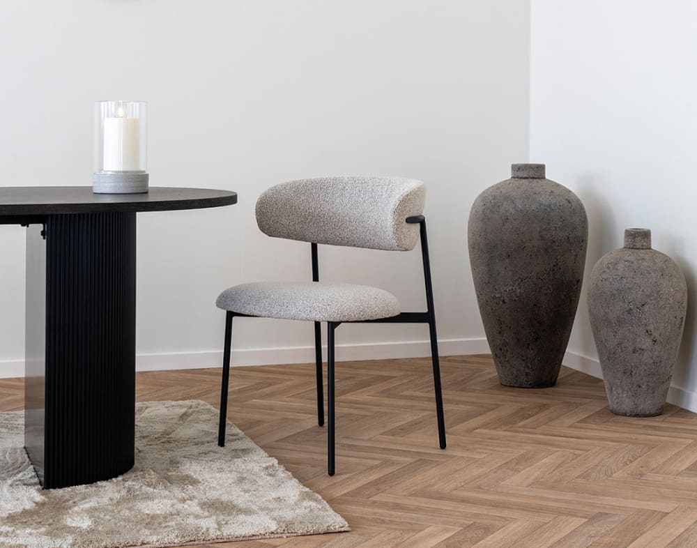 Lot de 2 chaises en tissu moucheté contemporain beige