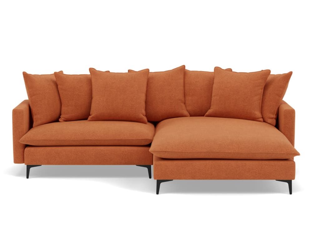 Canapé d'angle réversible 4 places en tissu texturé terracotta