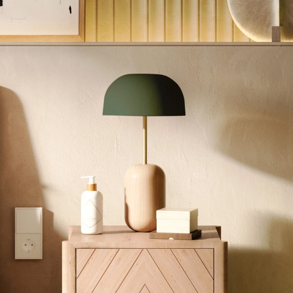 Lampe à poser, abat-jour vert cendré