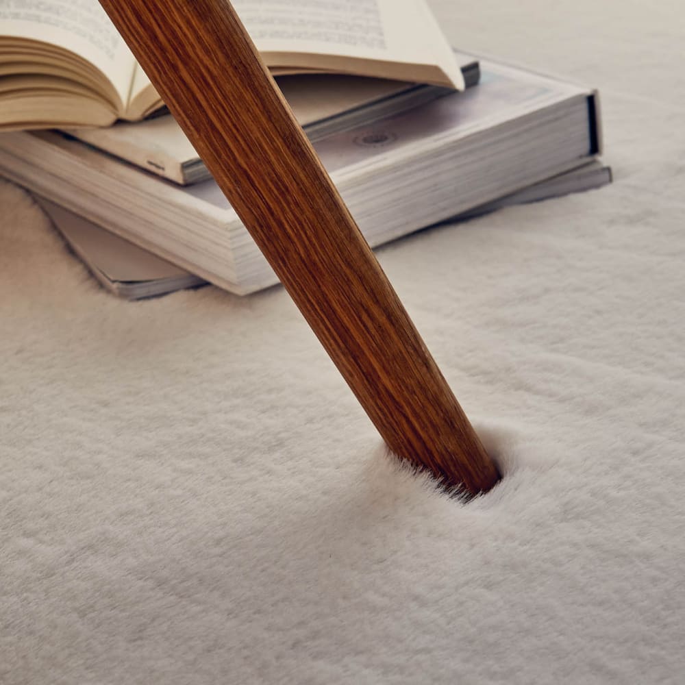 Tapis uni à poils longs et doux lavable - blanc - 60x90 cm — vue 4