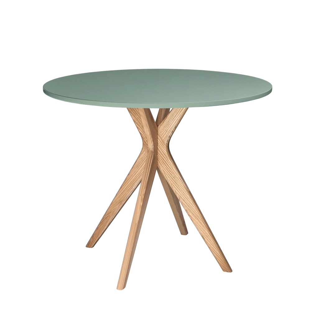 Ragaba Runder Esstisch, Massivesche, MDF, Salbeigrün style modern - Holz